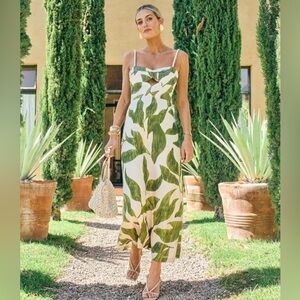 Antonio Melani M.G. Style Finley Linen Blend Sweetheart Neck Maxi Dress NWT $249